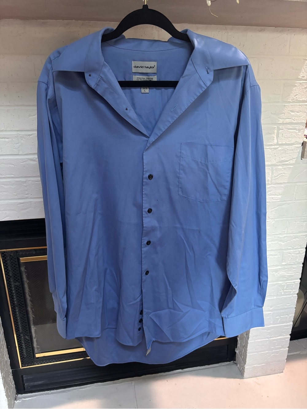 David Taylor Light Blue Long Sleeve Dress Shirt with Chest Pocket